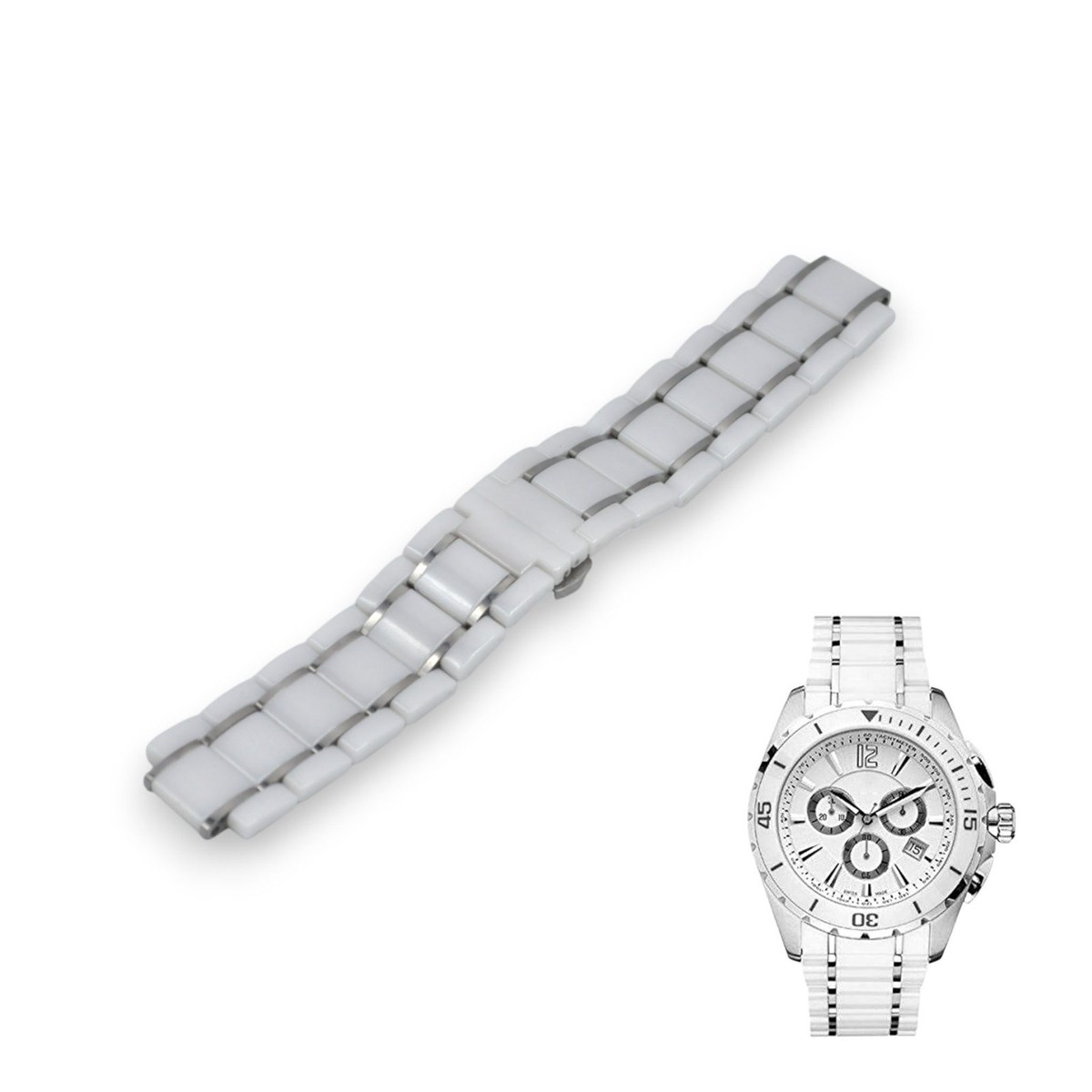 FIR Bracelet ホワイト 22mm White Ceramic Watch Bracelet For Guess Collection Sport Class