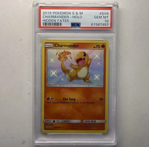 Pokemon Hidden Fates 2019 - Shiny Charmander Holo - SV6/SV94 Graded PSA 10