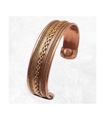 Bracelet tibétain magnétique cuivre et laiton BTA1 - Photo 1/4