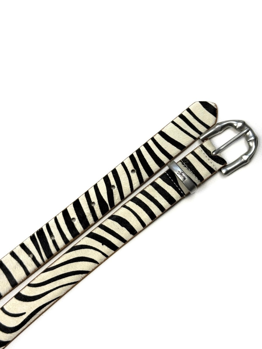Stussy Bamboo Buckle Belt Zebra Hair Unisex Streetwear Vintage S