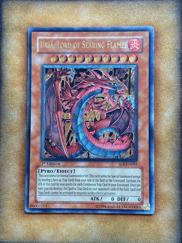 Uria, Lord of Searing Flames [Ultimate Rare 1st Edition] SOI-EN001 YuGiOh Shadow of Infinity card