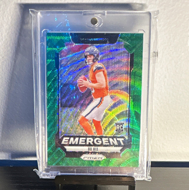 Panini 2024 Prizm Emergent Bo Nix RC Green Wave Prizm #3 Denver Broncos