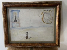 Antique Vintage Original Mexican Painting Ex Voto Retablo Folk Art Custom Frame