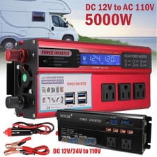 Car Power Inverter 6000/5000 Watts DC 12V to AC 110V Sine Wave Solar Converter