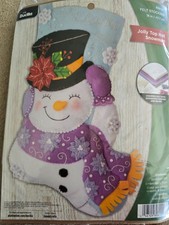 Bucilla Felt Christmas Stocking Kit - Jolly Top Hat Snowman" 18" New