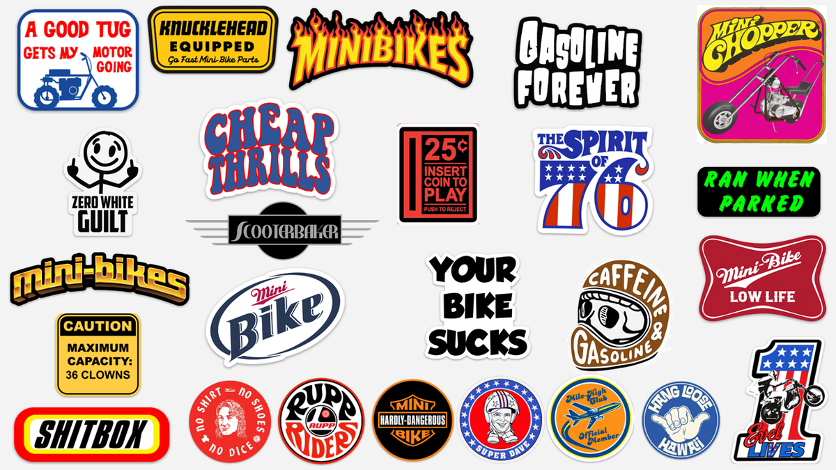 Mini Bike clutch cover gas tank helmet stickers decals minibike | eBay