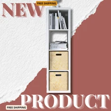 NEW IKEA KALLAX Shelf unit 16 3/8x57 5/8 "; White and White stained oak effect