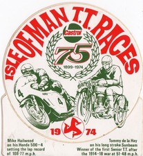 ISLE OF MAN TT 1974 CASTROL ÖL MOTORRAD RENNSPORT ORIGINAL PERIODE AUFKLEBER