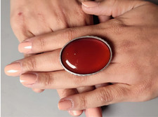 carnelian ring, silver, large chunky statement ring, handmade, red ring