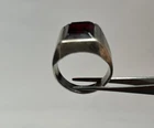 Sterling Silver 925 Ring WithTranslucent Red Stone Size 9.5. 7 Grams Vintage R3