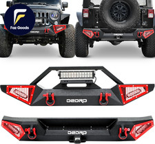 Front & Rear Bumper Compatible with 2007-2018 Jeep Wrangler JK JKU Unlimited
