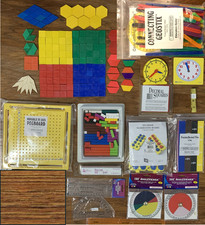 Lot of 16 Different Math Manipulatives for Home School or Math Class-Many New