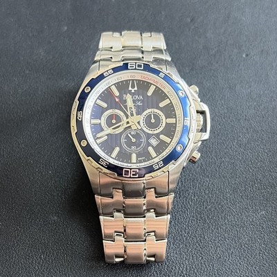 Bulova Marine Star Men's Quartz Chronograph Tachymeter Date 45mm Blue/Black