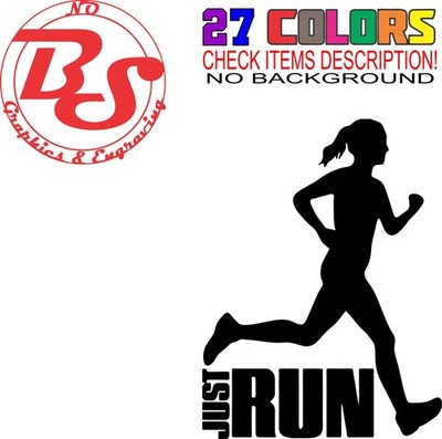 6'' Female Running Vinyl Decal Woman Runner Girl Run Gym Athlete 13.1 26.2 noBS