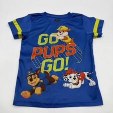 Paw Patrol Nikelodeon T-shirt Kids Boys Size 6 Blue Graphic Print Logo . 46320