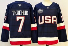 Brady Tkachuk 7 Team USA 4 Nations Tournament Blue Ice Hockey Jersey Stitched