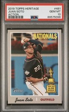 2019 Topps Heritage JUAN SOTO Action Image Variation SP #481 PSA 10 Rookie Cup