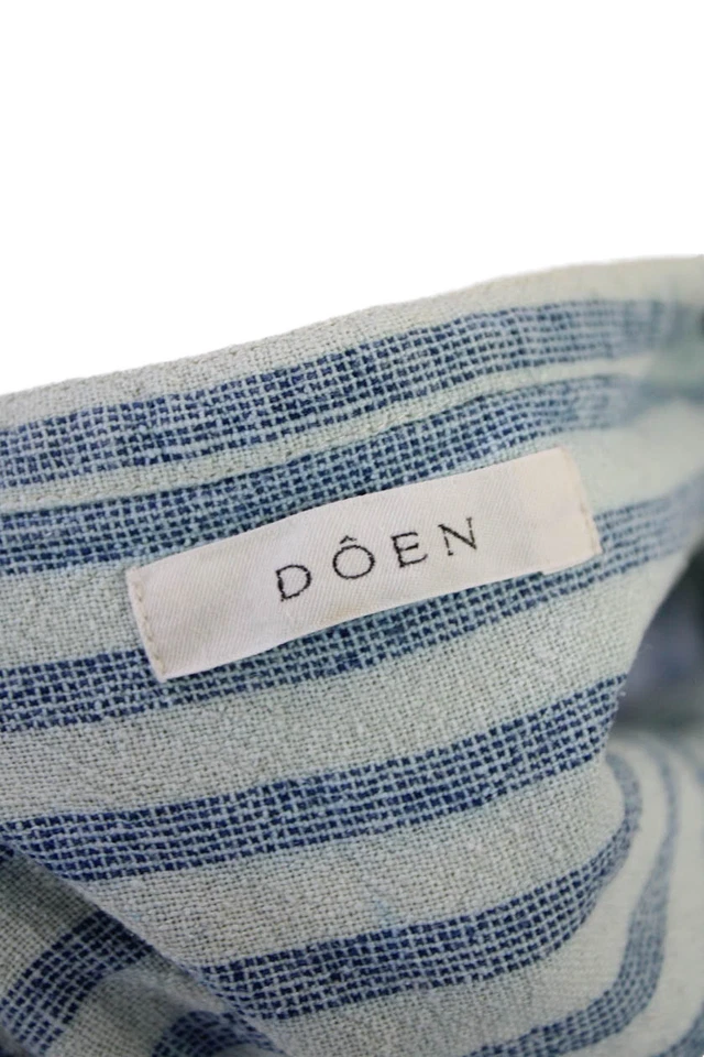 Mono Doen para mujer de seda a rayas medio botón pierna ancha azul cielo talla mediana Foto 4 de 4