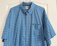 Cinch Western Shirt Button Up Short Sleeve Pocket Blue Cotton 2XL