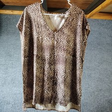 Women's Daily Ritual Leopard Print V-Neck Short Sleeve Shirt Dress Small 