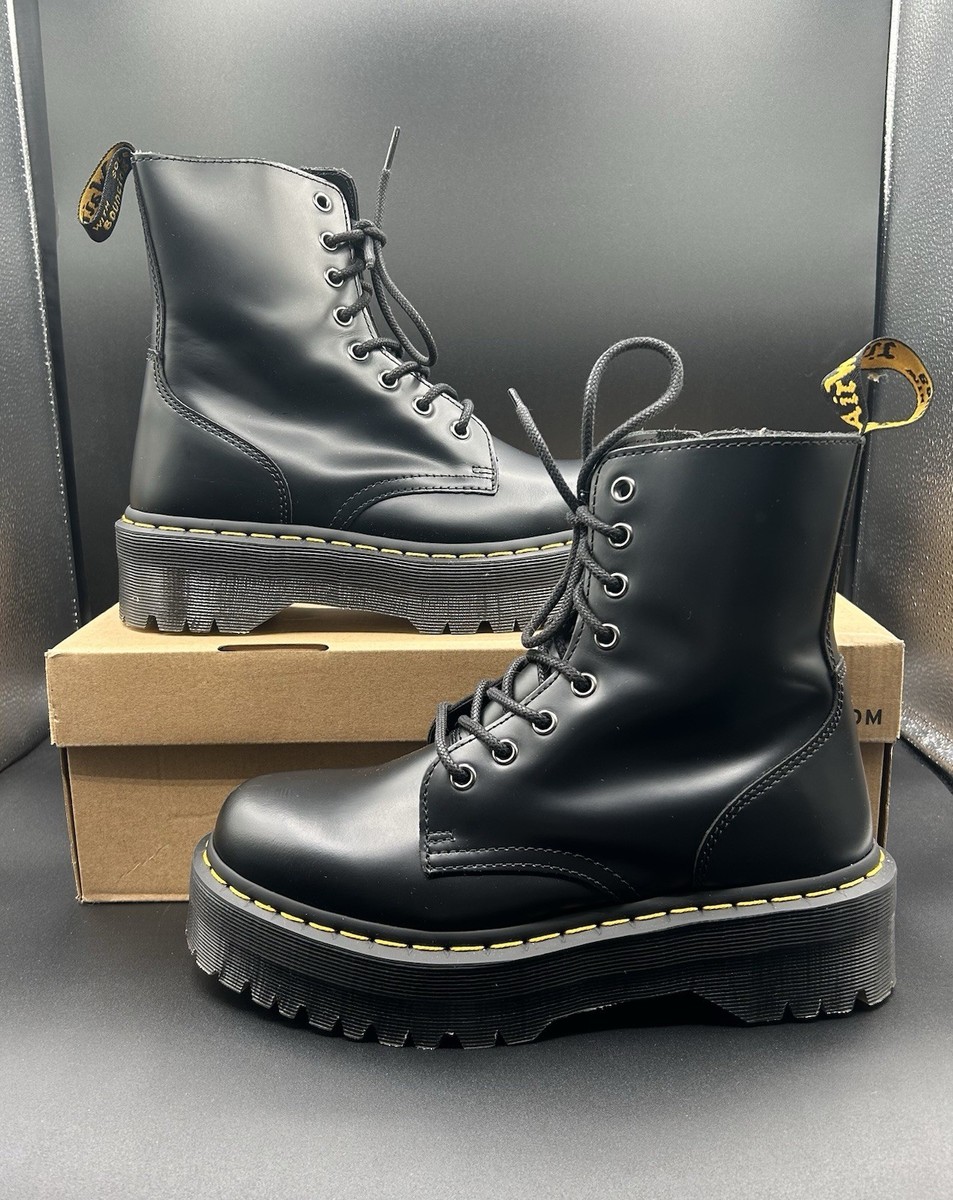 Dr Martens Jadon Boots Black Polished Smooth Platforms Men's