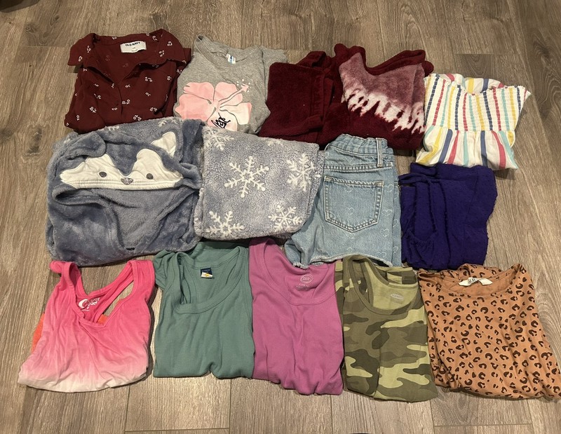 14 Pieces Girls Clothing Lot Size 7/8 And Size 10 Dresses Sleepwear Tops Shorts