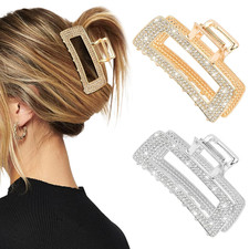 Rhinestone Hair Claw Clips Metal Medium Hair Clips Sparkly Hair Jaw Clamps Acces