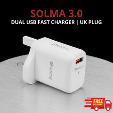 20W Fast USB A Wall Charger UK Plug Single Port QC3.0 For iPhone Samsung White