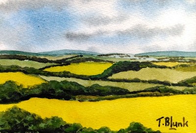 ORIGINAL WATERCOLOUR - Landscape in Schleswig-Holstein.