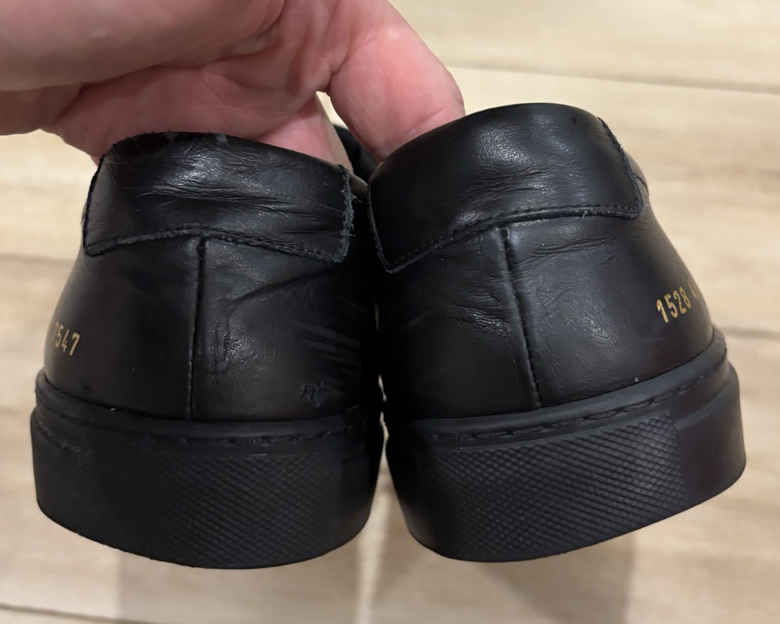 Common Projects Solid Black Leather Achilles Lace… - image 4