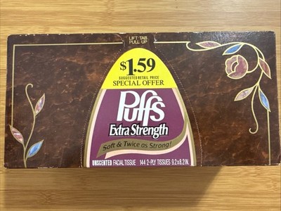 1991 VTG PUFFS EXTRA STRENGTH Beige  SOFT & STRONG  SEALED KLEENEX Prop NOS