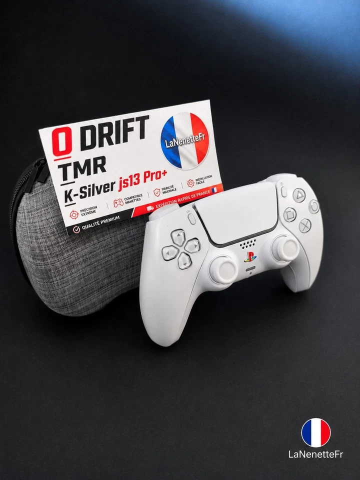 PS5 DualSense Hall Effect TMR K-Silver – No Drift – FPS Controller – Retro White - Photo 1/4
