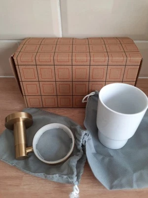 Drench Harbour Clarity brushed brass cupand holder bnib - Image 1 of 4