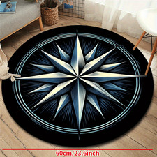 100cm 100cmNon-Slip Resistant Round Mat - Machine Washable Polyester Mat with St