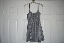 FOREVER 21 Size M Black & White Square Design Black Spaghetti Straps Dress