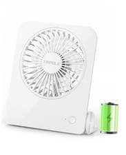 Desk Fan Small Portable Fan 2000 mAh Rechargeable Battery Ultra Quiet White