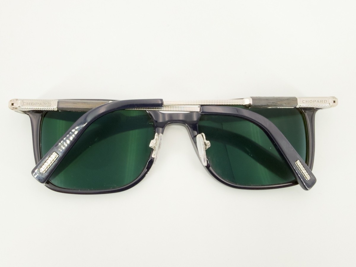 Chopard VCH384 Eyeglasses FRAMES 0821 Wood 23KT GP 53[]19-145 Navy
