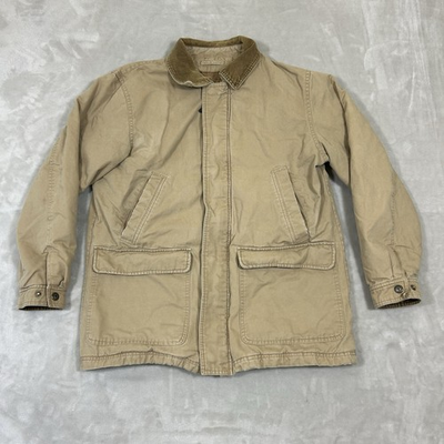 #ad VTG Chore Coat Barn Jacket Corduroy Collar Flannel Lined Mens Medium Y2K Work $39.99