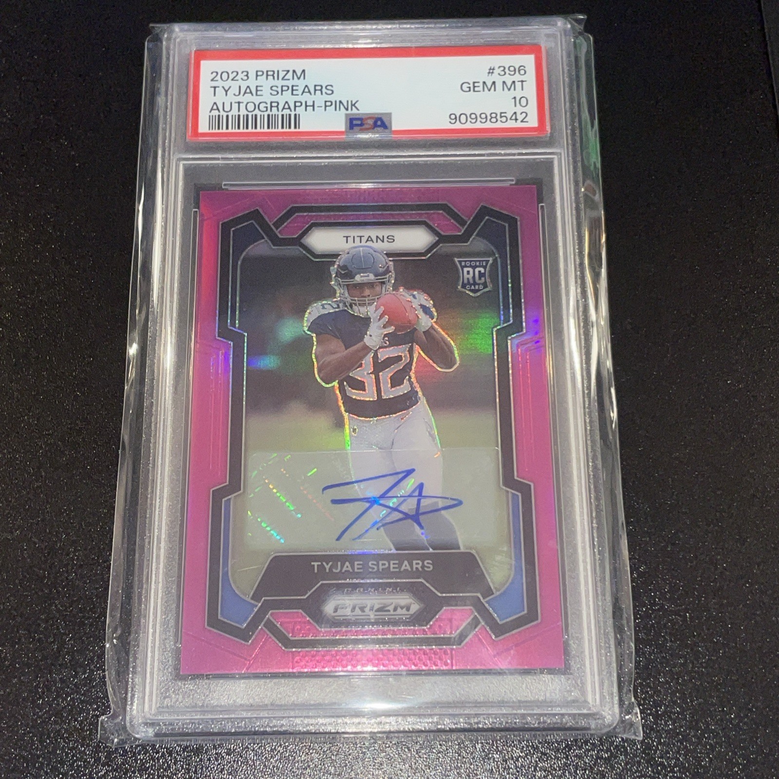 Tyjae Spears Panini Prizm #396 Autograph-Pink