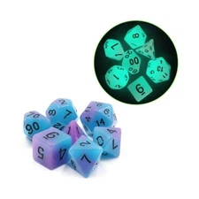 Foam Brain Dice Poly Set - Glow in the Dark Supernova w/Black (7) New