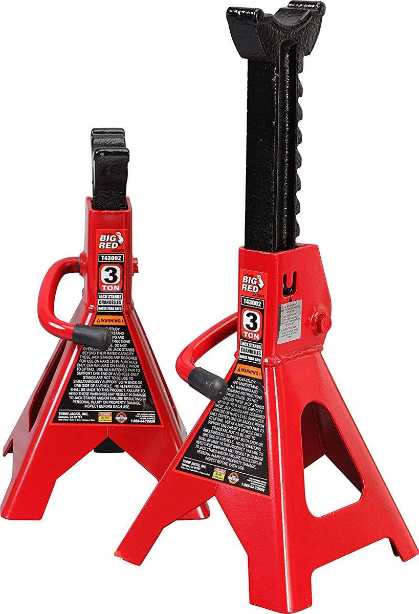 BIG RED T43202 Torin Steel Jack Stands 3 Ton 6 000 lb Capacity Red 1 Pair