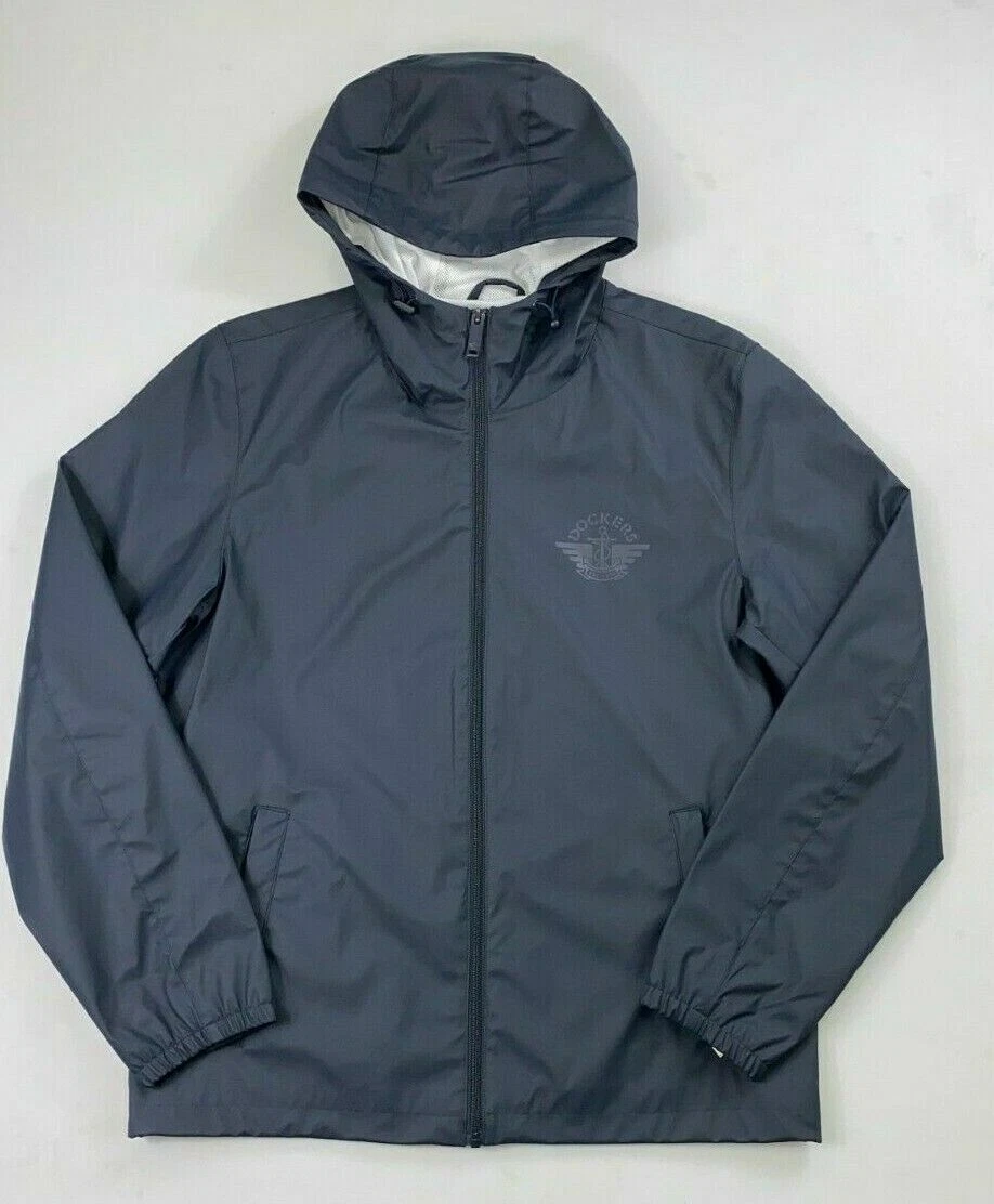 Men's Dockers Stretch Water Resistant Mesh Lined Polyester Raincoat
