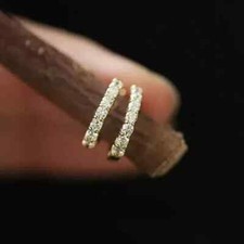 1Ct Real Moissanite Women's Huggie Hoop Earrings 14K Yellow Gold Plated Silver