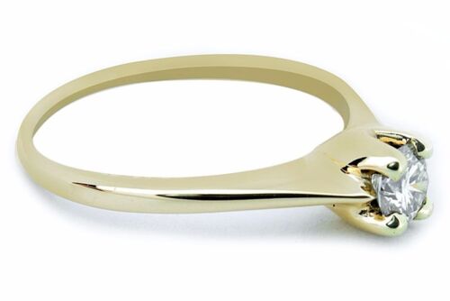 Women's 14k Solid Yellow Gold Solitaire Diamond Ring 1/3 tcw F-VS1 GIA Spec - Afbeelding 1 van 12