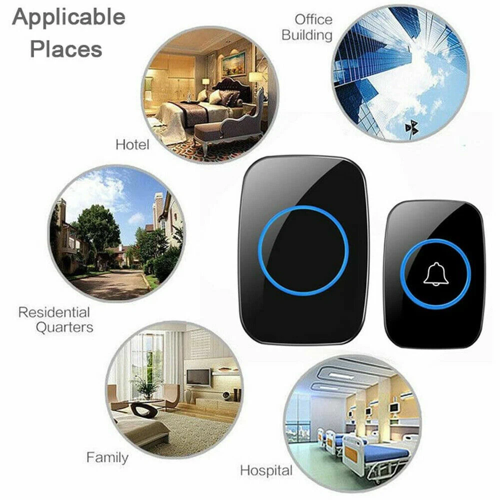 Wireless Doorbell Waterproof Door Bell Kit Home House Ring Bell 1000FT Kit Wireless Doorbell Waterproof Door Bell Kit Home House Ring Bell 1000FT Kit