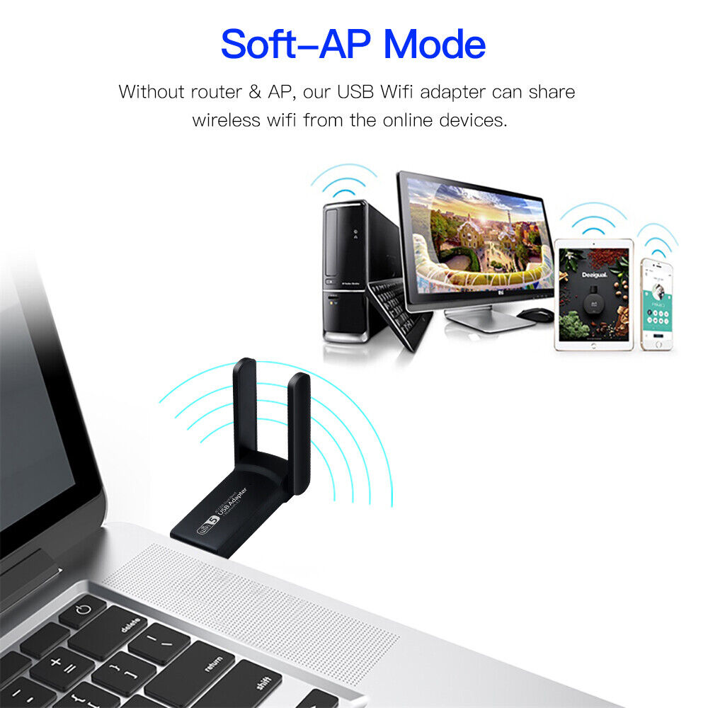 Dual Band USB WiFi Bluetooth Card AC1300 Wireless USB 3.0 Network Adapter  for PC