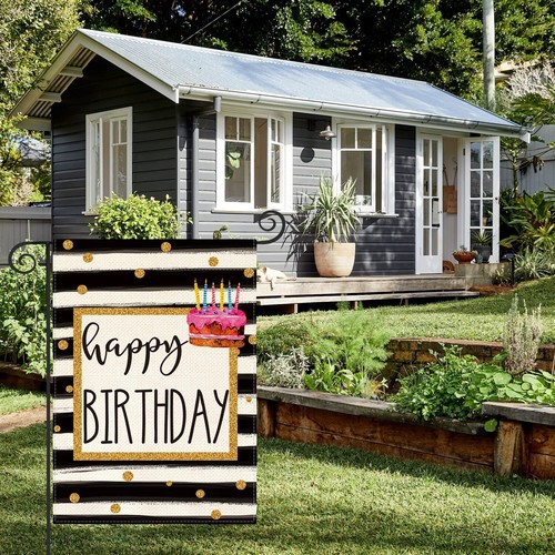 AVOIN colorlife Happy Birthday Garden Flag 12x18 Inch Double Sided Outside, P... - Picture 7 of 7