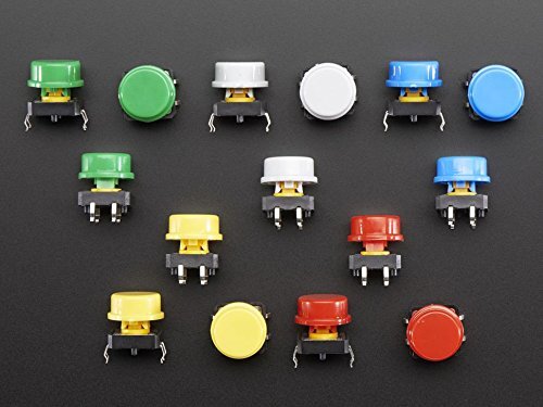 Adafruit Colorful Round Tactile Button Switch Assortment - 15 pack [1009] (U8n)