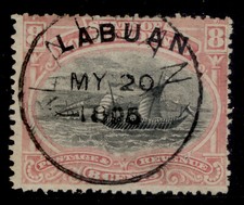 NORTH BORNEO - Labuan QV SG69a, 8c pink, USED. Cat &pound;32. PERF 13&frac12;-14 CDS
