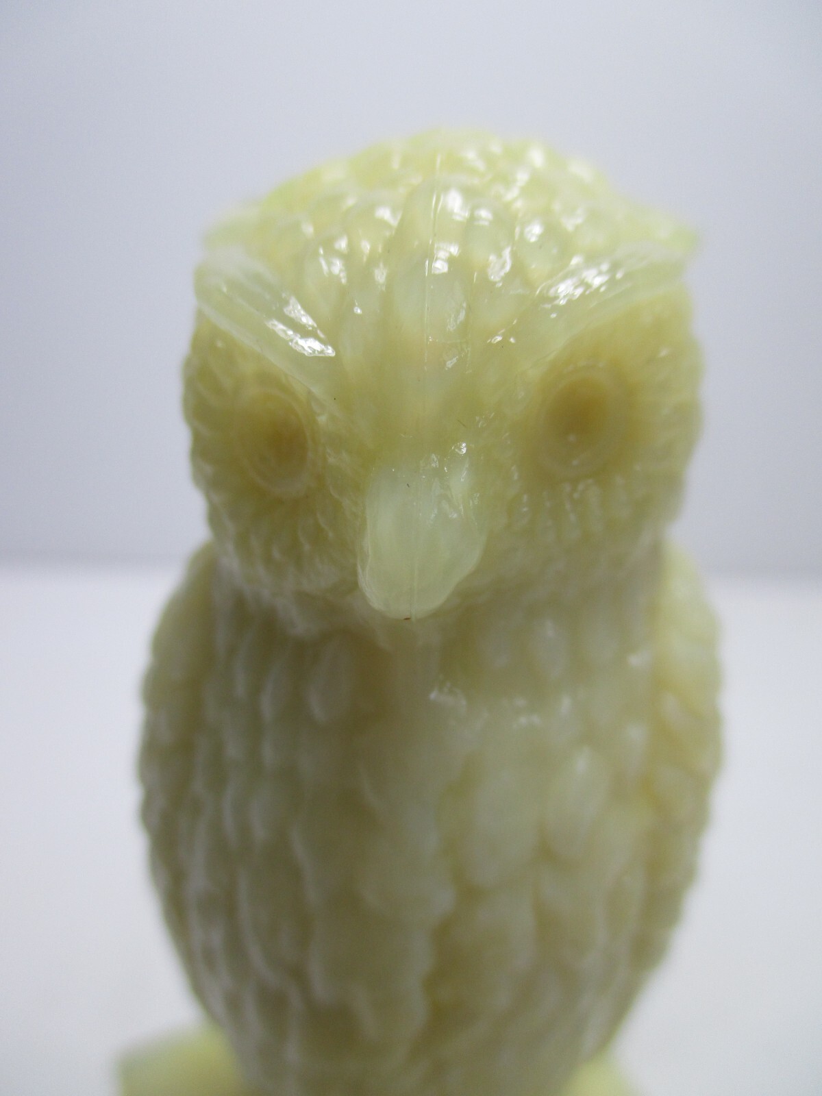 Vtg Degenhart Glass Custard Owl On Books Figurine Paperweight 3.5" Glows Orange